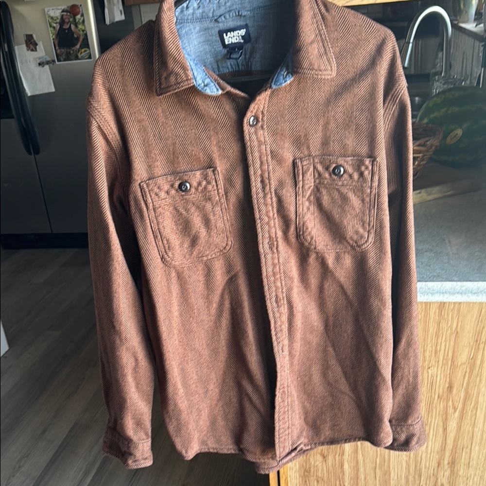 Lands' End Men's Brown Shirt Jacket